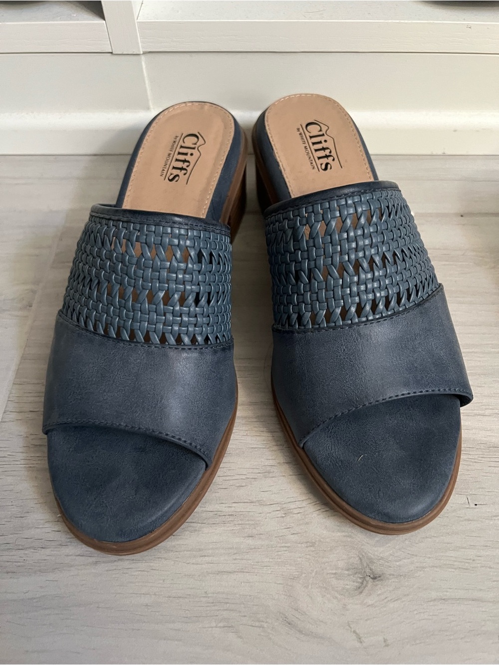 Cliffs by WHITE MOUNTAIN Navy Woven Slide sandals